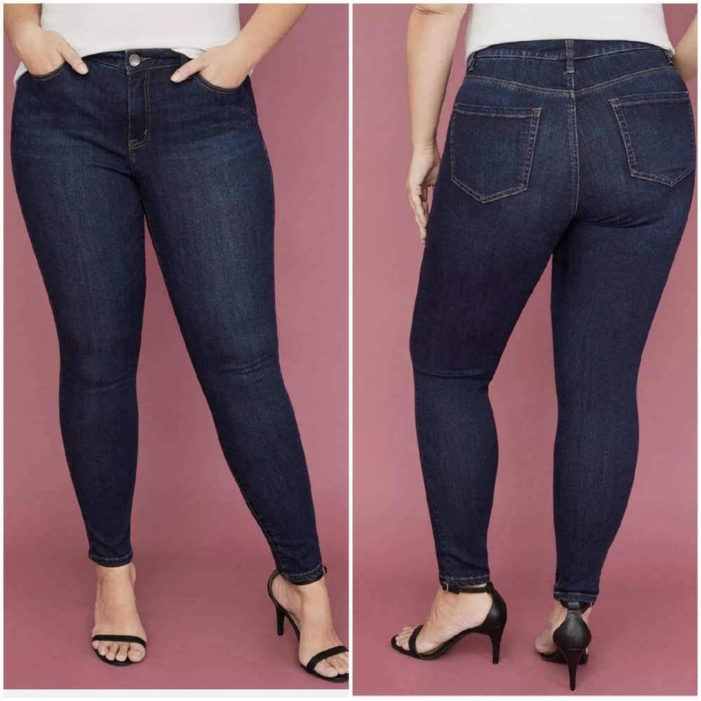 Lane Bryant Mid Rise Power Pockets Super Stretch Skinny Jeans Womens Size 16L